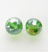 Faceted 10mm Crystal Round Beads ~ Green