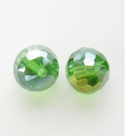 Faceted 10mm Crystal Round Beads ~ Green