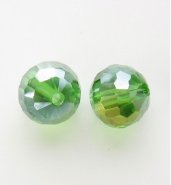 Faceted 10mm Crystal Round Beads ~ Green