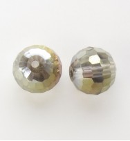 Faceted 10mm Crystal Round Beads ~ Grey