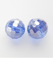 Faceted 10mm Crystal Round Beads ~ Light Blue