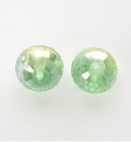 Faceted 10mm Crystal Round Beads ~ Light Green