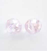 Faceted 10mm Crystal Round Beads ~ Light Pink