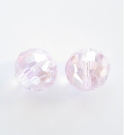 Faceted 10mm Crystal Round Beads ~ Light Pink