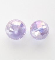 Faceted 10mm Crystal Round Beads ~ Light Purple