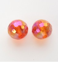 Faceted 10mm Crystal Round Beads ~ Light Red