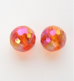 Faceted 10mm Crystal Round Beads ~ Light Red