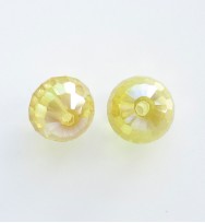 Faceted 10mm Crystal Round Beads ~ Light Yellow