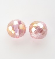 Faceted 10mm Crystal Round Beads ~ Pink