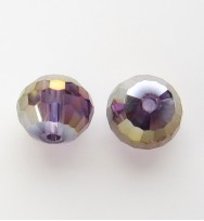 Faceted 10mm Crystal Round Beads ~ Purple