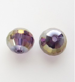 Faceted 10mm Crystal Round Beads ~ Purple