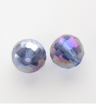 Faceted 10mm Crystal Round Beads ~ Purple Blue