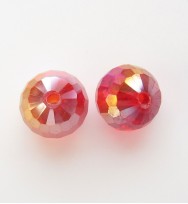 Faceted 10mm Crystal Round Beads ~ Red