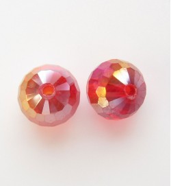 Faceted 10mm Crystal Round Beads ~ Red