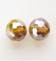 Faceted 10mm Crystal Round Beads ~ Toffee