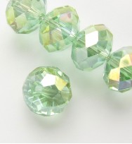 Faceted 12x8mm Abacus Crystal Beads ~ Green AB