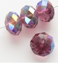 Faceted 12x8mm Abacus Crystal Beads ~ Purple AB