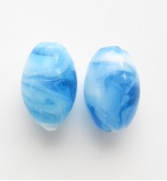 Lampwork 16mm Oval Glass Beads ~ Blue