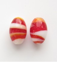 Lampwork 16mm Oval Glass Beads ~ Red