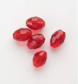 Faceted Ovals 4x6mm ~ Red