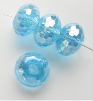 Faceted 14x10mm Abacus Crystal Glass Beads ~ Aqua