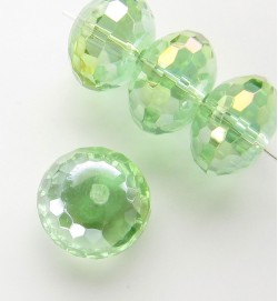 Faceted 14x10mm Abacus Crystal Glass Beads ~ Green