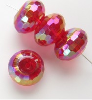 Faceted 14x10mm Abacus Crystal Glass Beads ~ Red