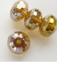 Faceted 14x10mm Abacus Crystal Glass Beads ~ Yellow