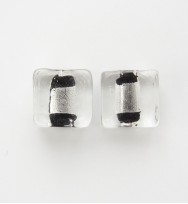 Silver Foil 12mm Flat Square Beads ~ Black