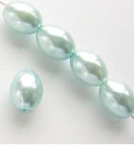 Oval Glass Pearls ~ Blue