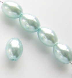 Oval Glass Pearls ~ Blue