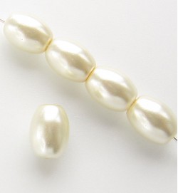 Oval Glass Pearls ~ Ivory