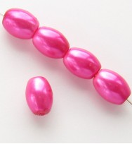 Oval Glass Pearls ~ Pink