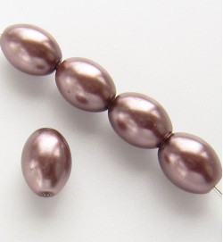 Oval Glass Pearls ~ Plum