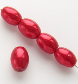 Oval Glass Pearls ~ Red