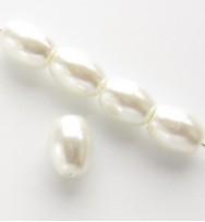 Oval Glass Pearls ~ White