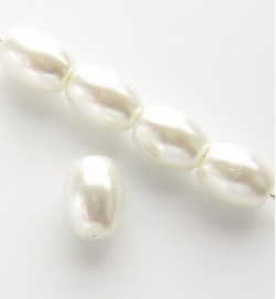 Oval Glass Pearls ~ White