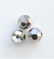 Faceted 8mm Crystal Round Beads ~ Silver