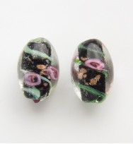 Lampwork 16mm Oval Beads ~ Black