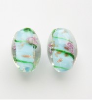 Lampwork 16mm Oval Beads ~ Blue