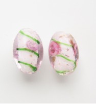 Lampwork 16mm Oval Beads ~ Pink