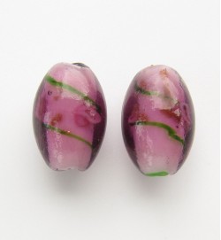 Lampwork 16mm Oval Beads ~ Purple