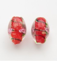 Lampwork 16mm Oval Beads ~ Red