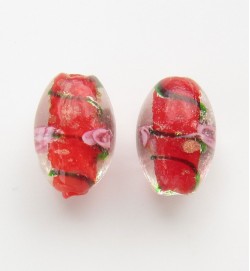Lampwork 16mm Oval Beads ~ Red