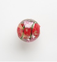 Lampwork 12mm Gold Foil Rounds ~ Red