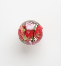Lampwork 12mm Gold Foil Rounds ~ Red