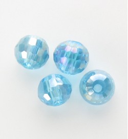 Faceted 6mm Crystal Round Beads ~ Aqua