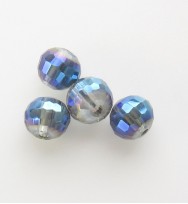 Faceted 6mm Crystal Round Beads ~ Clear/Blue