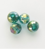 Faceted 6mm Crystal Round Beads ~ Dark Green