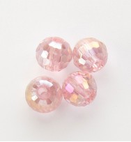 Faceted 6mm Crystal Round Beads ~ Dark Pink